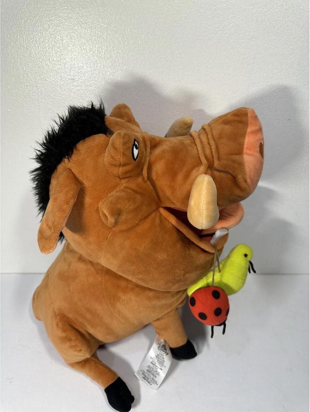 Disney Store Lion King Pumbaa Plush 16" Warthog with Grub Bugs in Mouth